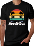 Retro Sunset Palm Tee - Good Vibes Only! product image 1