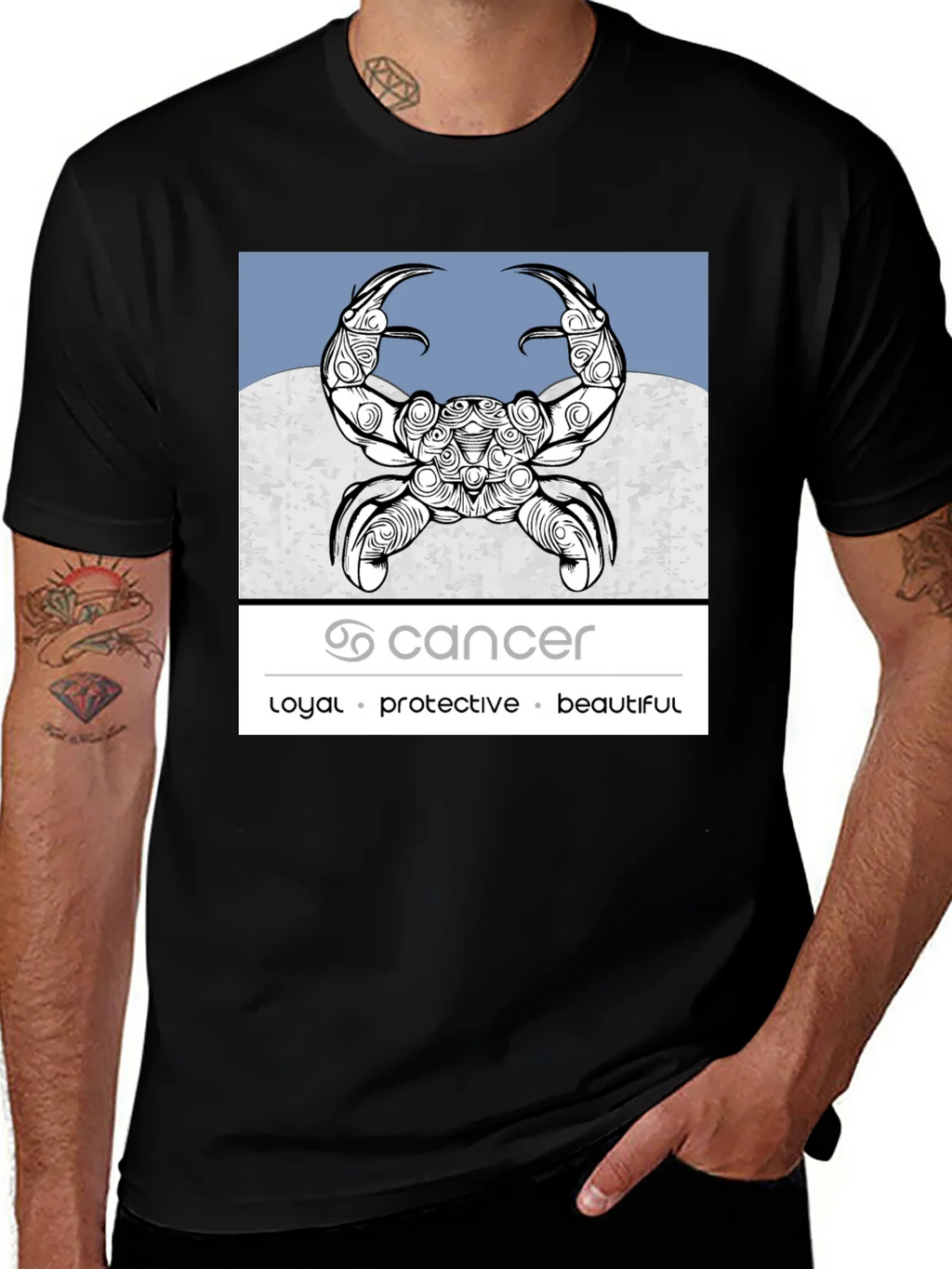 Cancer Zodiac Graphic Tee - Loyal Protective Beautiful product image 1