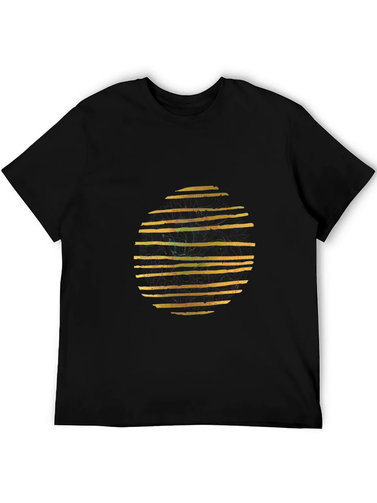 Abstract Striped Circle Graphic Black T-Shirt product image 8
