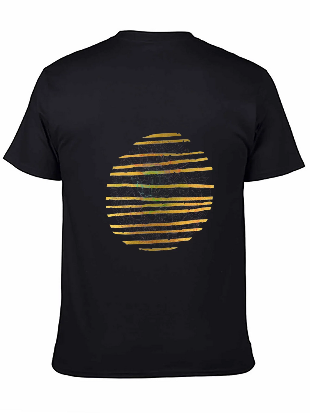 Abstract Striped Circle Graphic Black T-Shirt product image 7