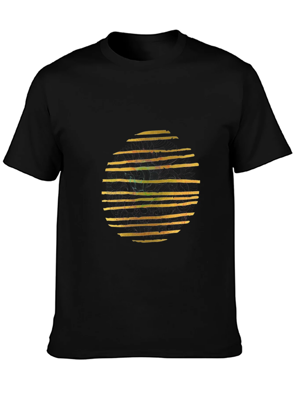 Abstract Striped Circle Graphic Black T-Shirt product image 6