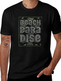 Beach Paradise Graphic Print Black T-Shirt product image 1