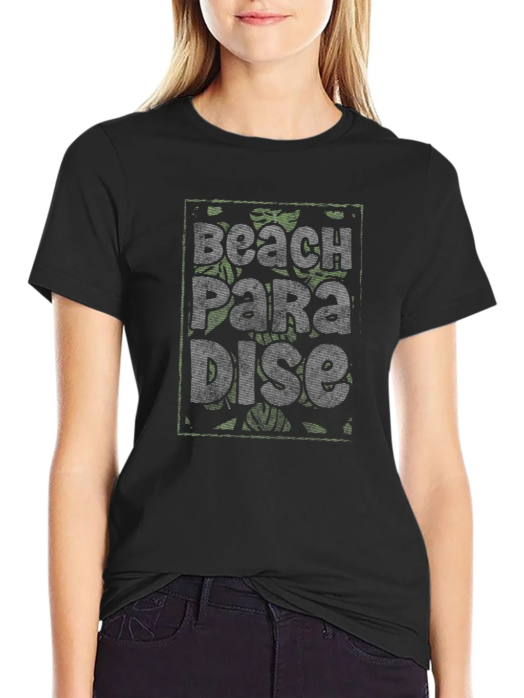 Beach Paradise Graphic Print Black T-Shirt product image 5