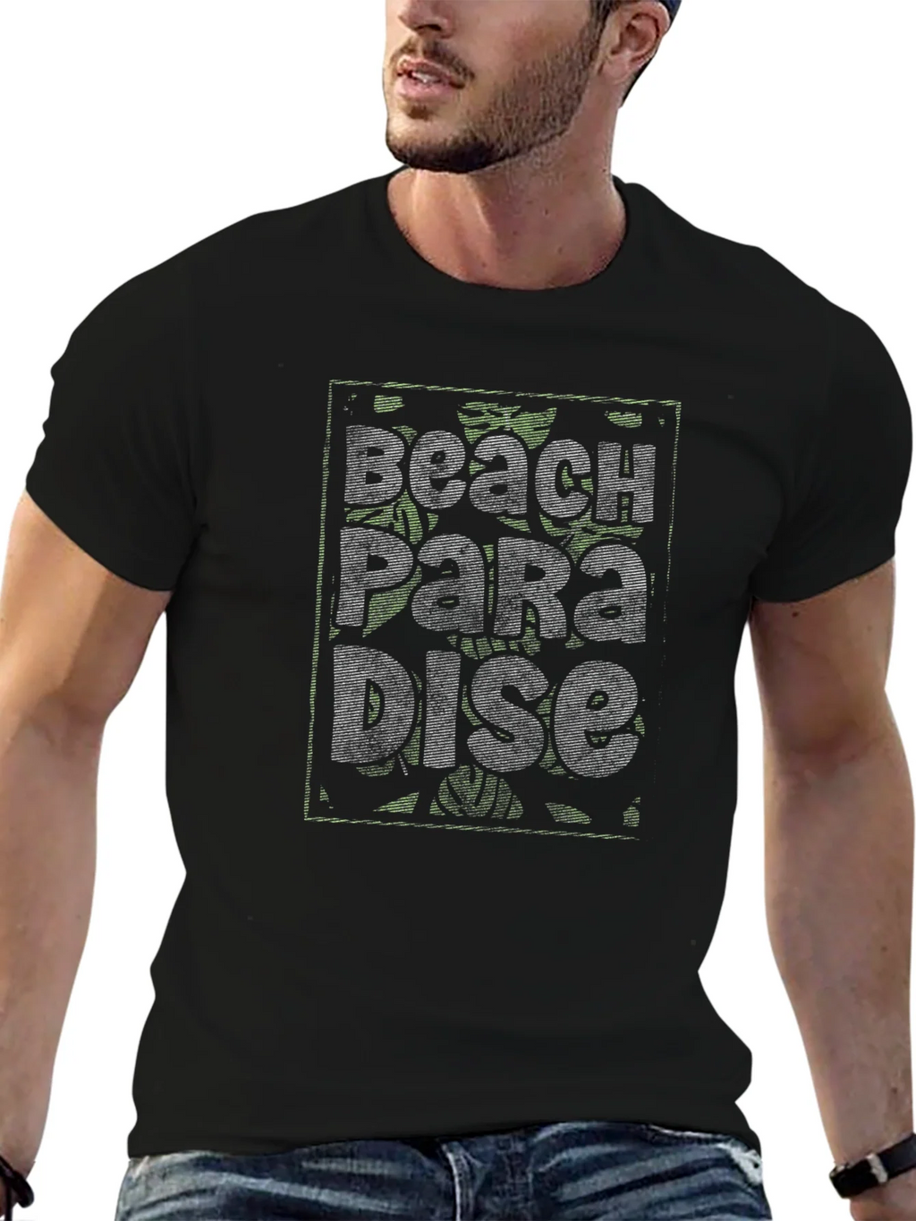 Beach Paradise Graphic Print Black T-Shirt product image 9
