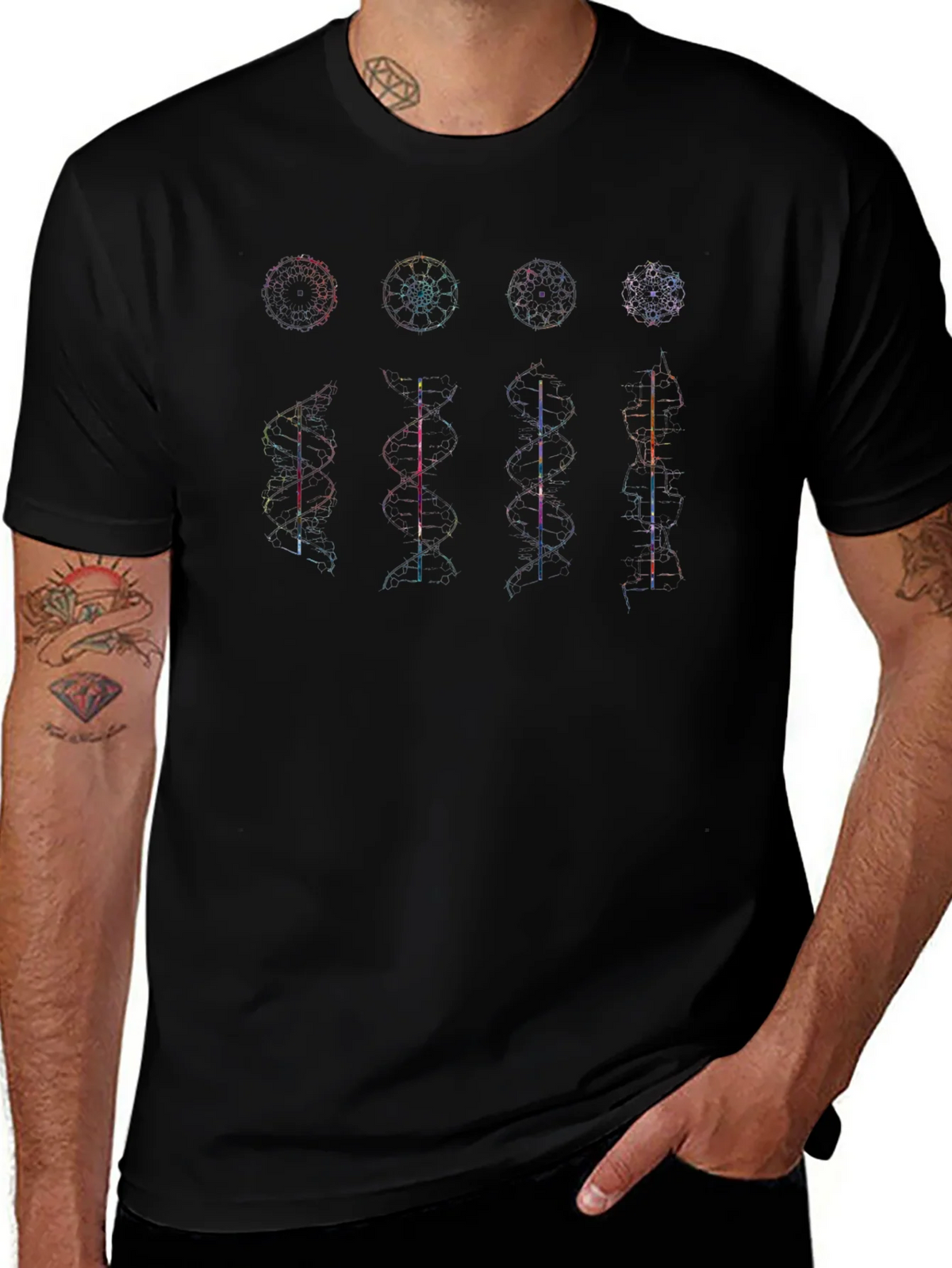 Geometric DNA Structure Graphic Print Tee product image 1