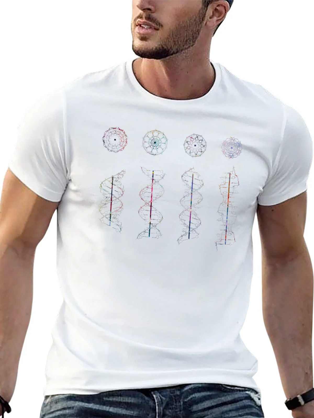 Geometric DNA Structure Graphic Print Tee product image 4