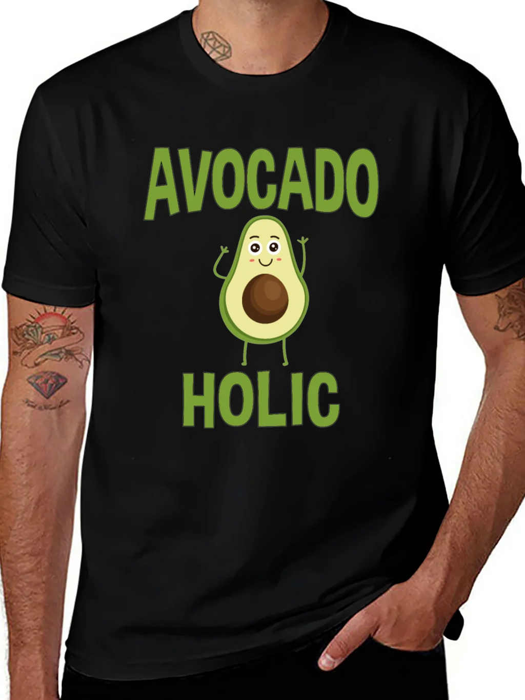 Avocado-holic Graphic Tee - Black Cotton T-Shirt product image 1
