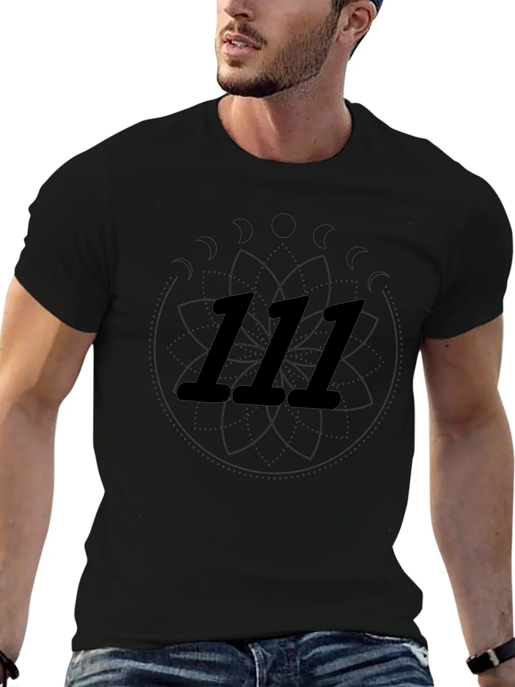 111 Numerology Graphic Black T-Shirt product image 9