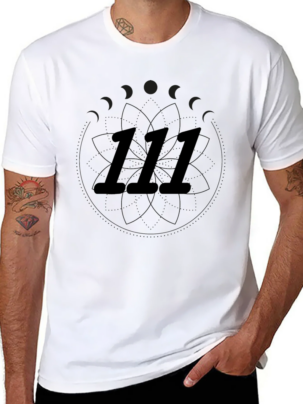 111 Numerology Graphic Black T-Shirt product image 10