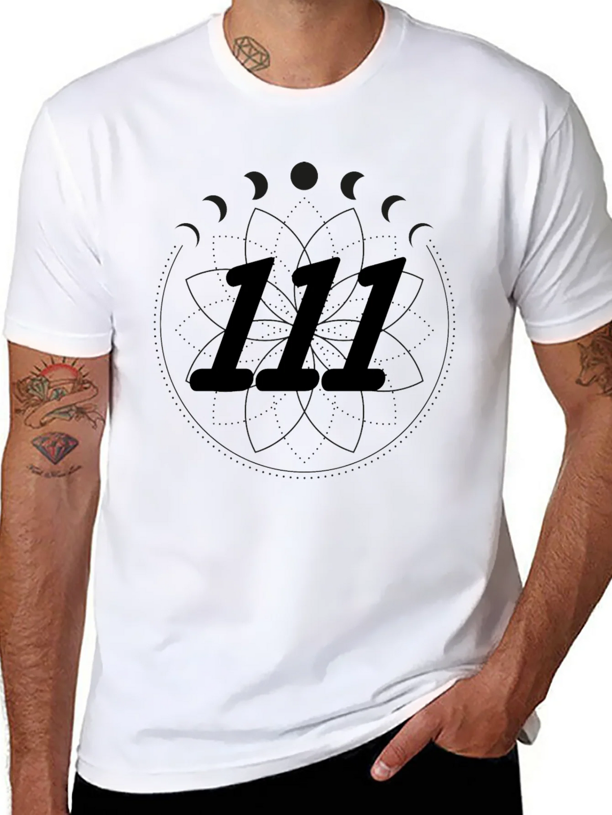 111 Numerology Graphic Black T-Shirt product image 10
