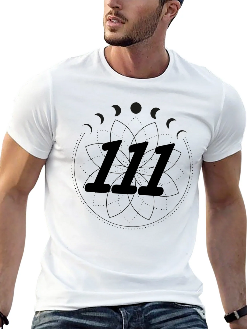 111 Numerology Graphic Black T-Shirt product image 4