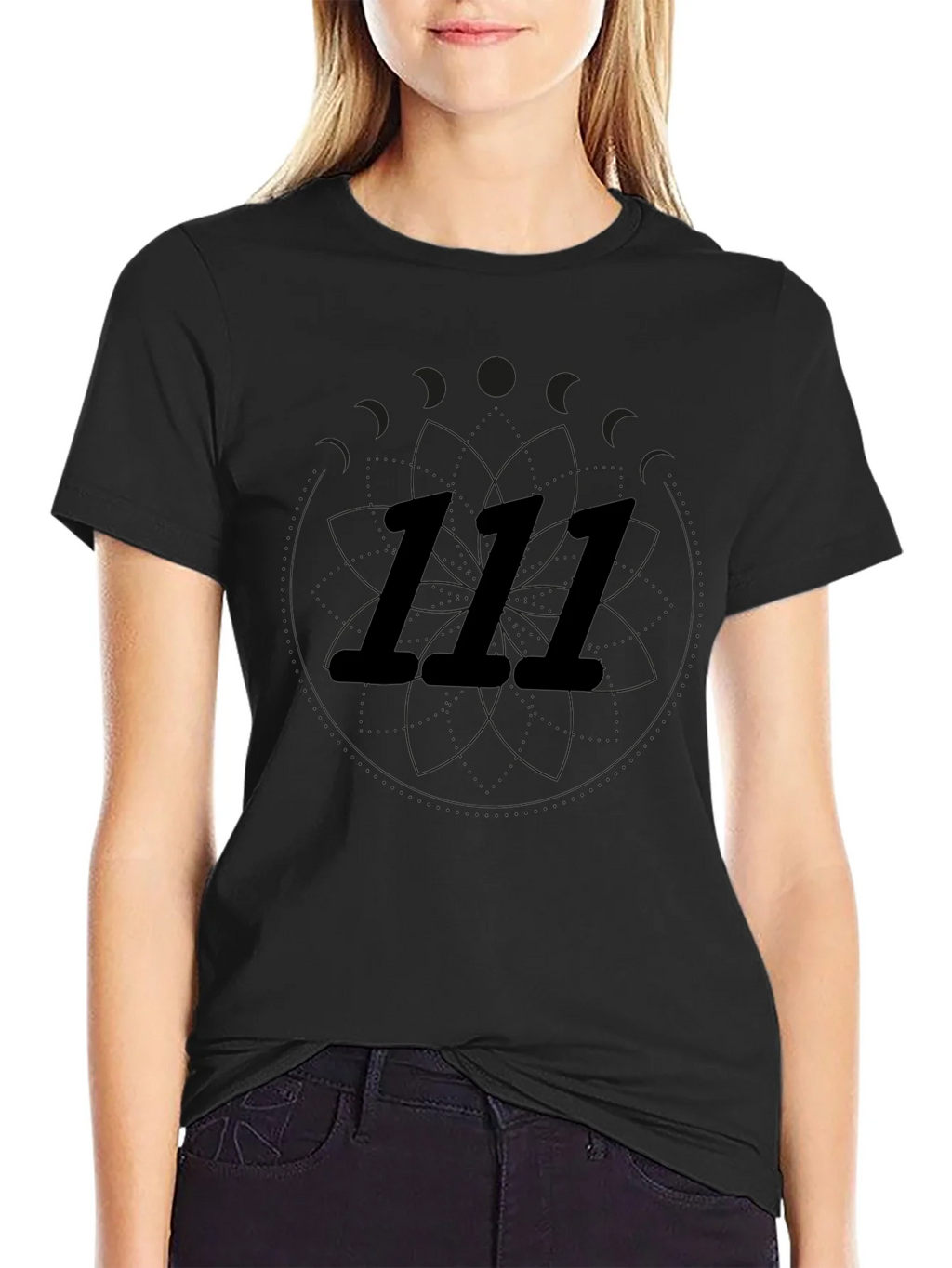 111 Numerology Graphic Black T-Shirt product image 5