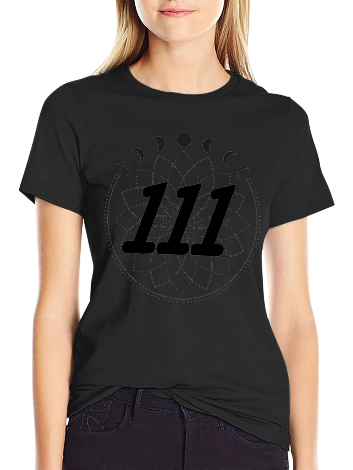 111 Numerology Graphic Black T-Shirt product image 5