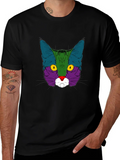 Colorful Cat Graphic Black T-Shirt product image 1