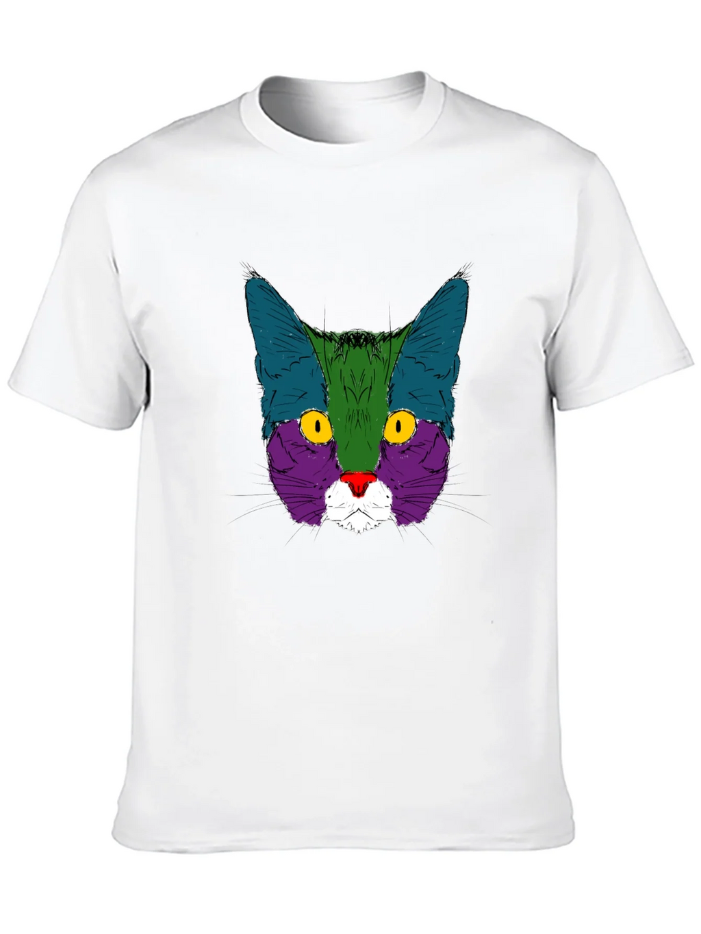 Colorful Cat Graphic Black T-Shirt product image 12