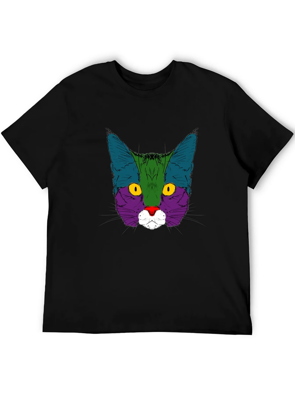 Colorful Cat Graphic Black T-Shirt product image 8