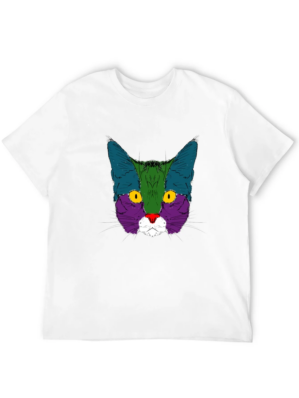 Colorful Cat Graphic Black T-Shirt product image 3