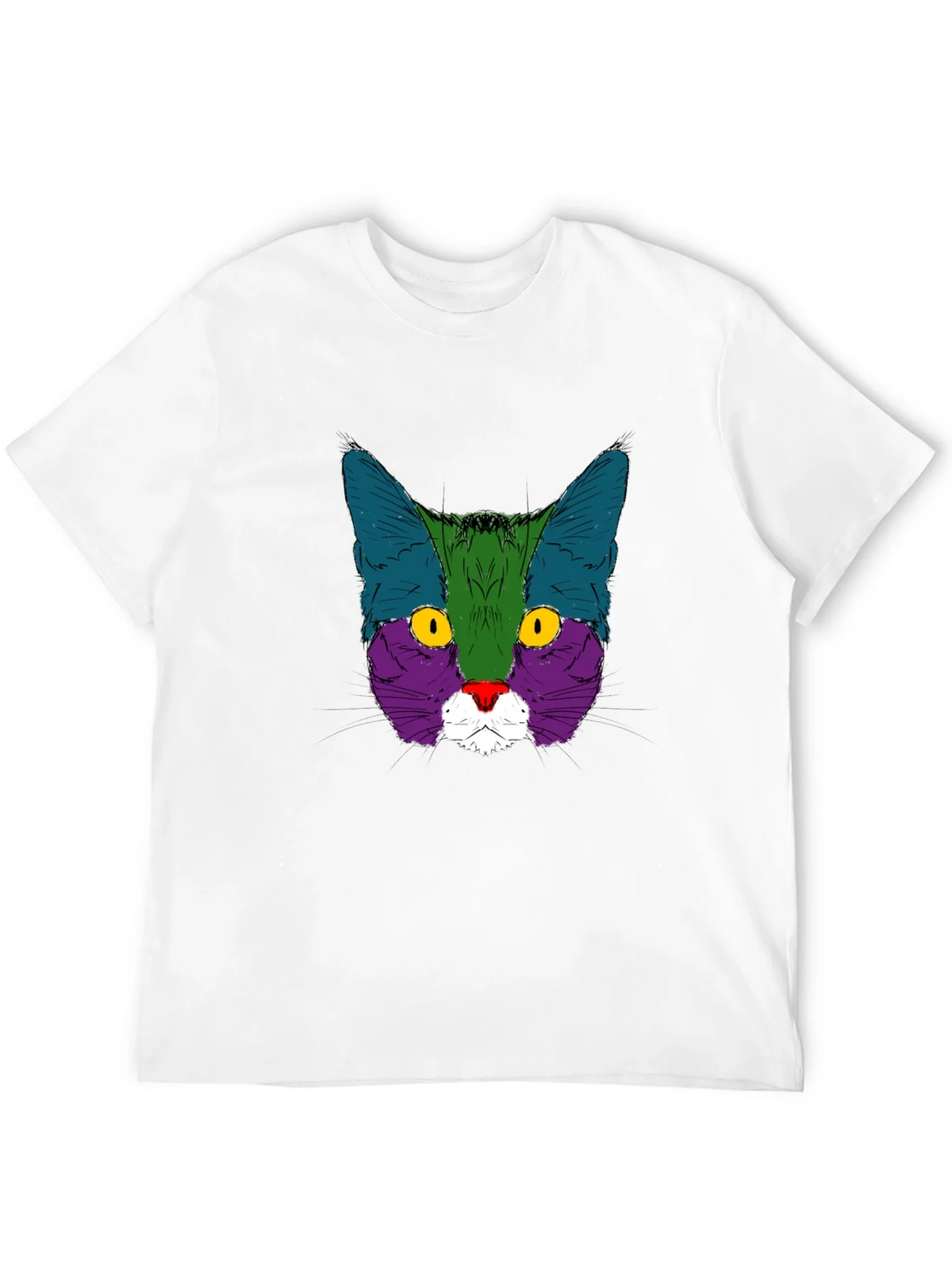 Colorful Cat Graphic Black T-Shirt product image 3