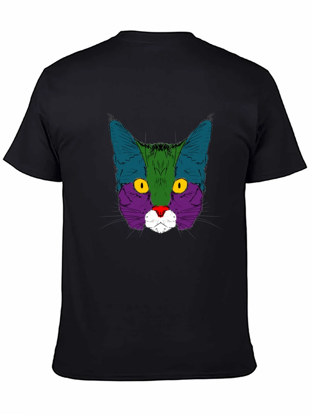 Colorful Cat Graphic Black T-Shirt product image 7