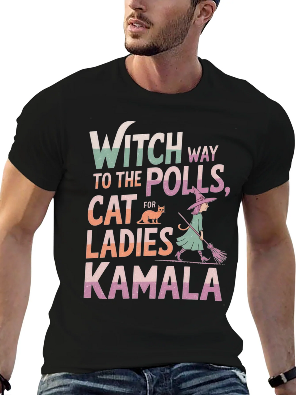 Witch Way to the Polls Kamala Ladies Cat T-Shirt product image 9