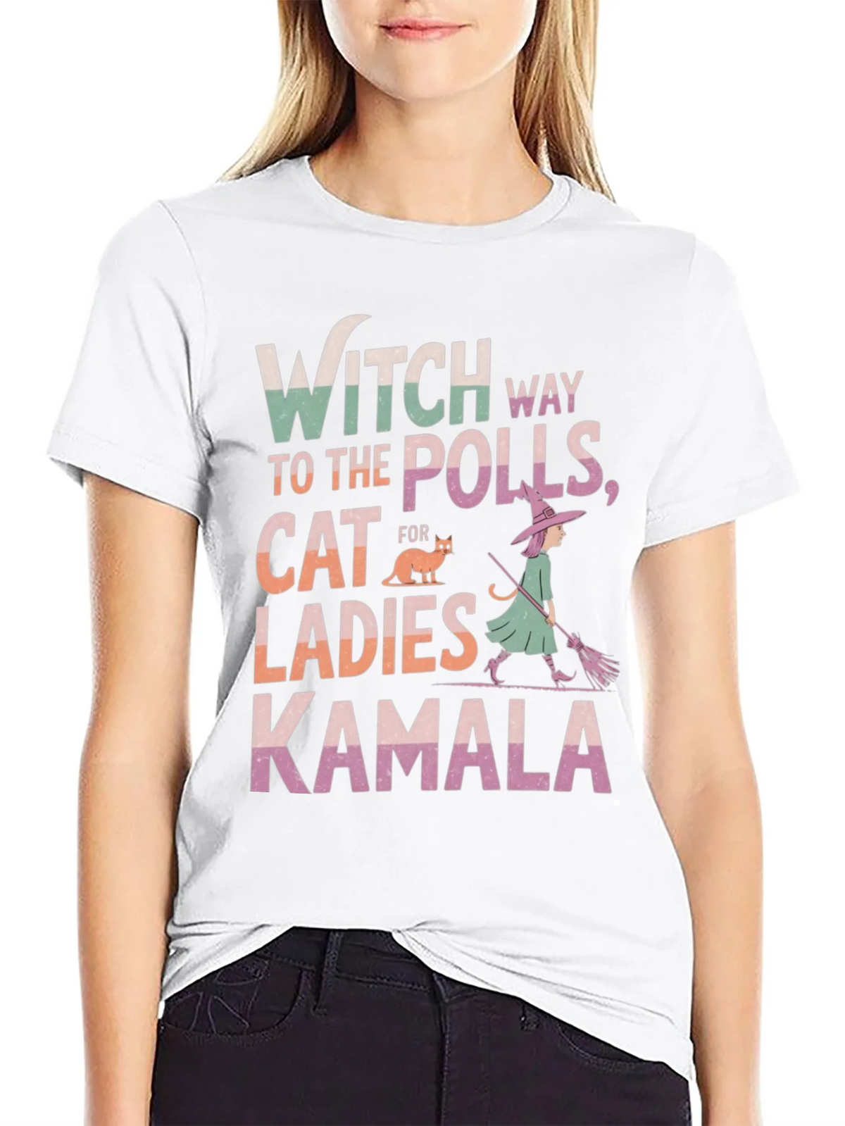 Witch Way to the Polls Kamala Ladies Cat T-Shirt product image 11