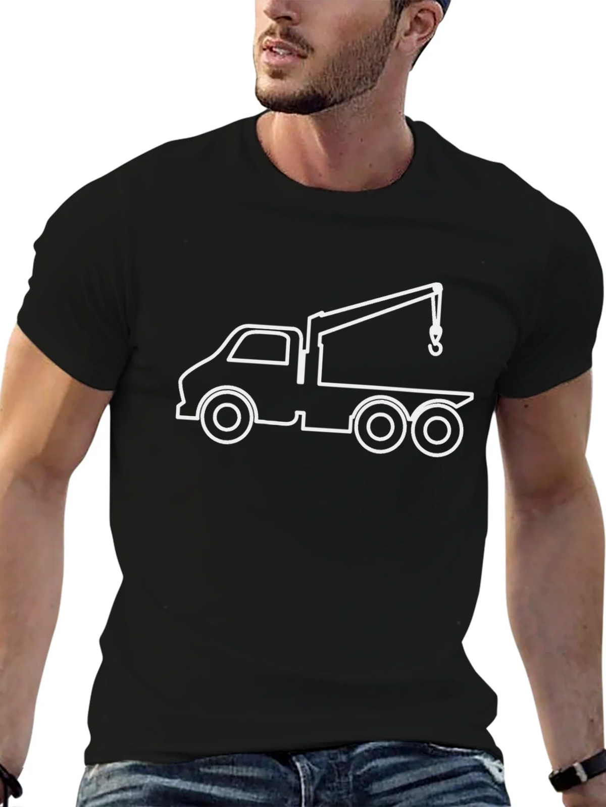Crane Truck Graphic Tee - Black Cotton Blend Shirt product image 9