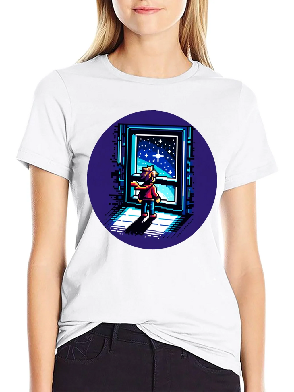 Pixel Art Stargazer T-Shirt - Unisex Black Tee product image 11
