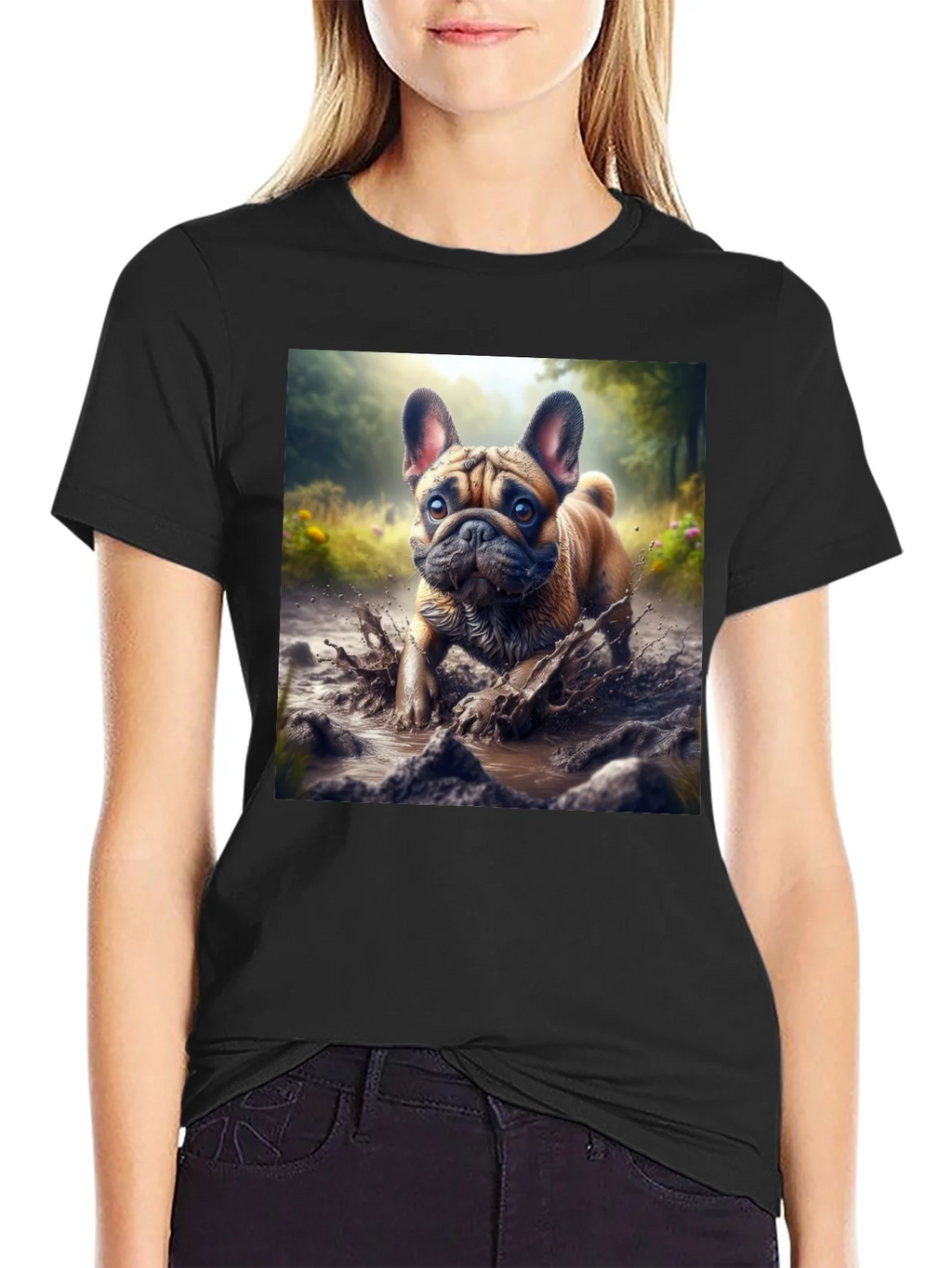 Bulldog Muddy Paws Graphic Tee - Black Cotton product image 5