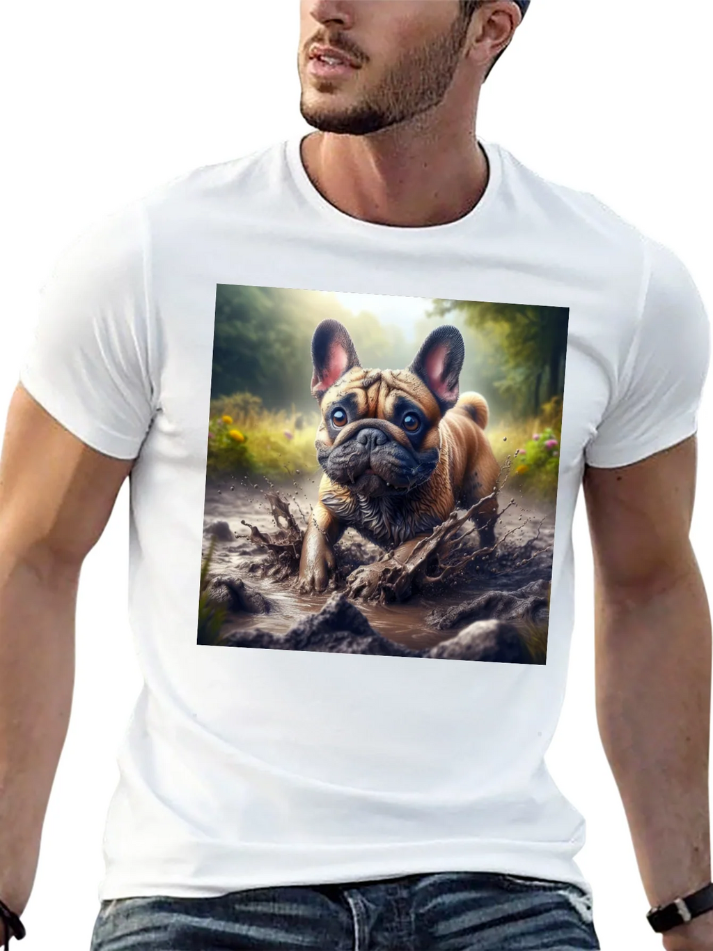 Bulldog Muddy Paws Graphic Tee - Black Cotton product image 4