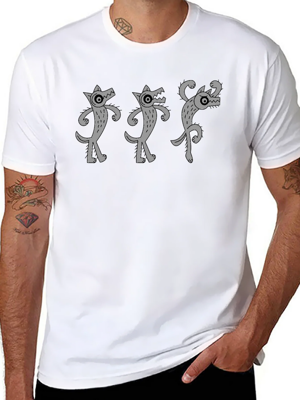 Dancing Wolves Black T-Shirt product image 10