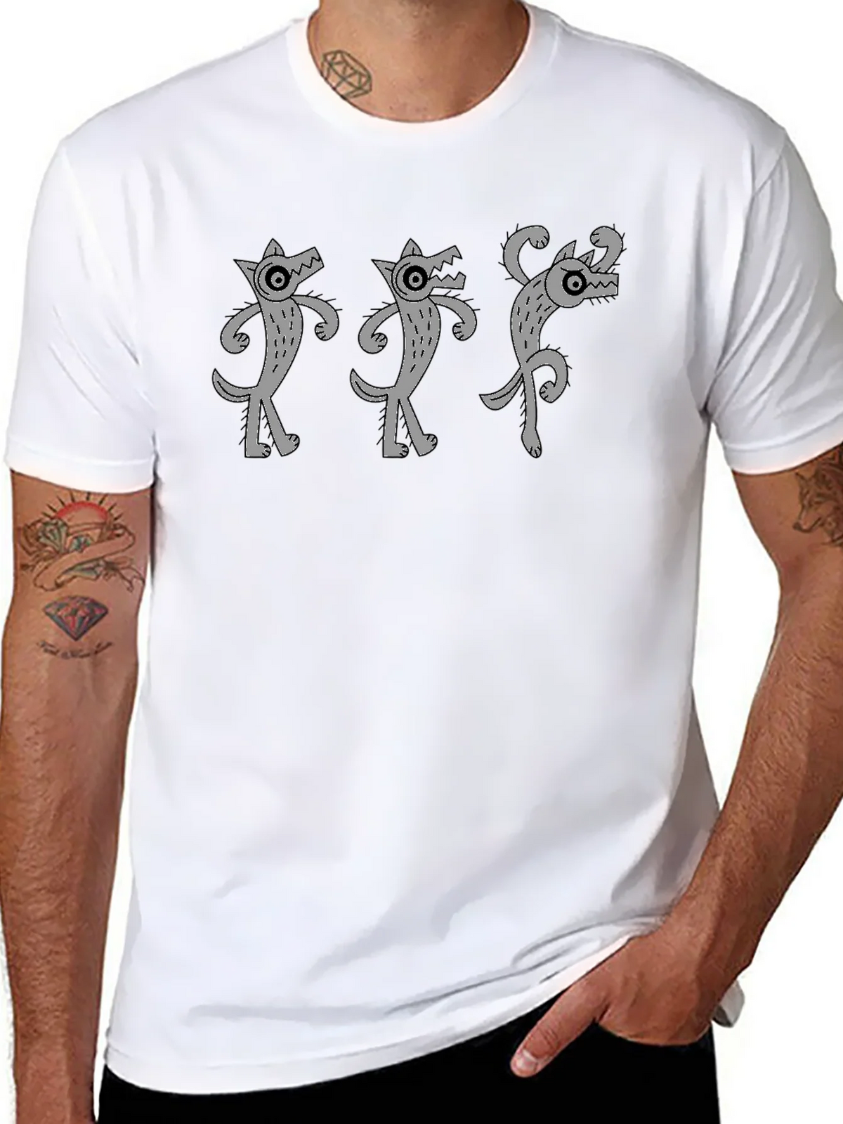 Dancing Wolves Black T-Shirt product image 10