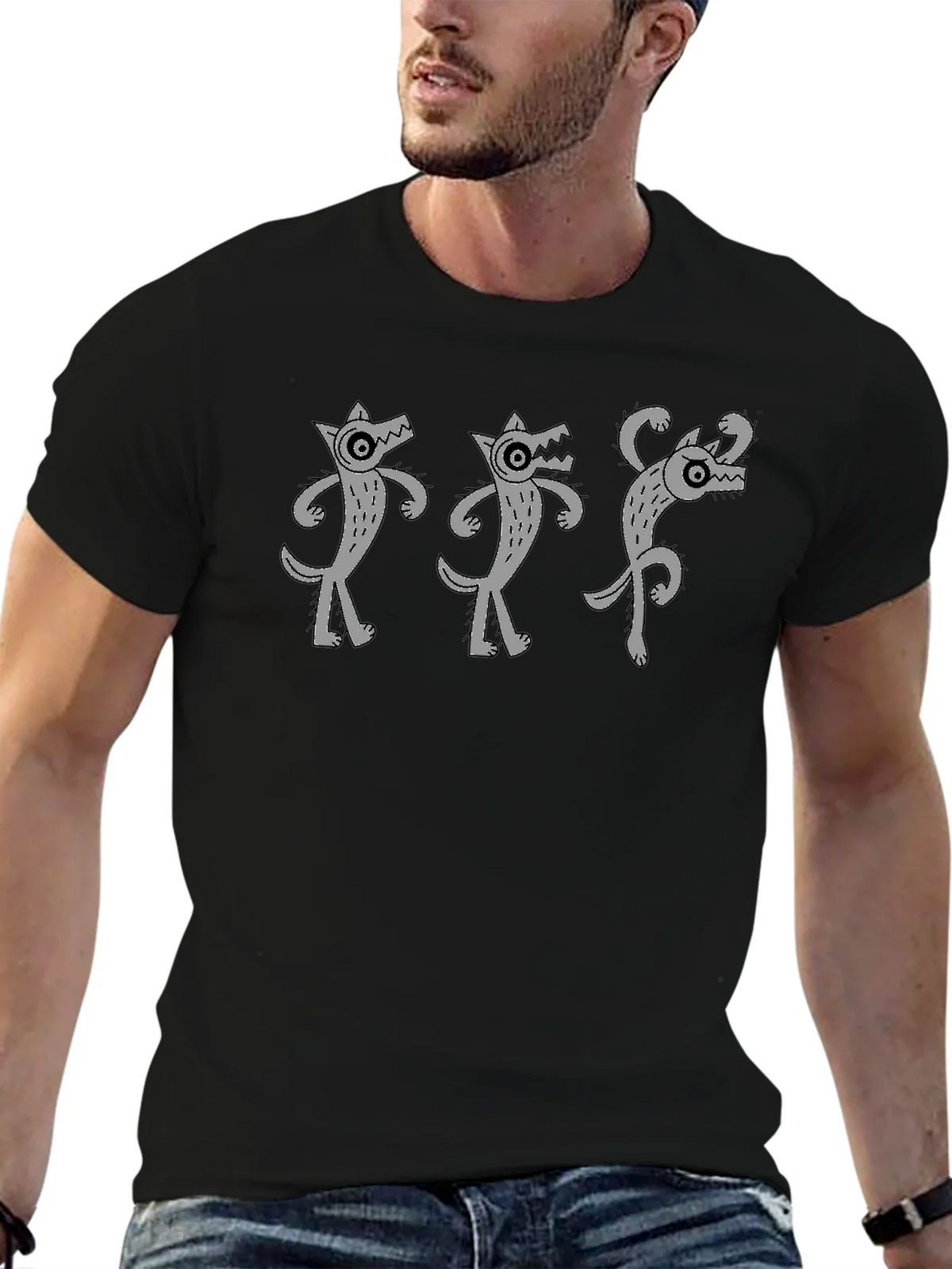 Dancing Wolves Black T-Shirt product image 9