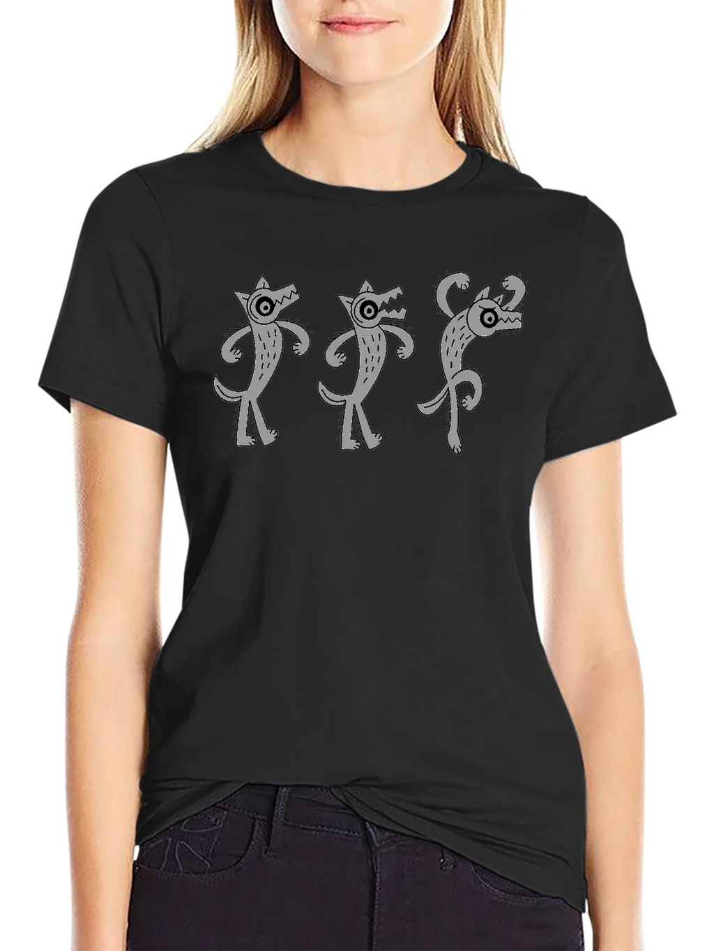 Dancing Wolves Black T-Shirt product image 5