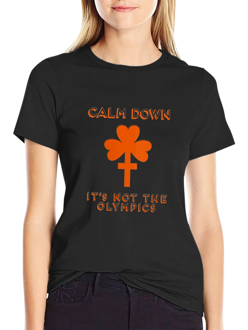 Calm Down Shamrock Novelty Graphic T-Shirt product image 5