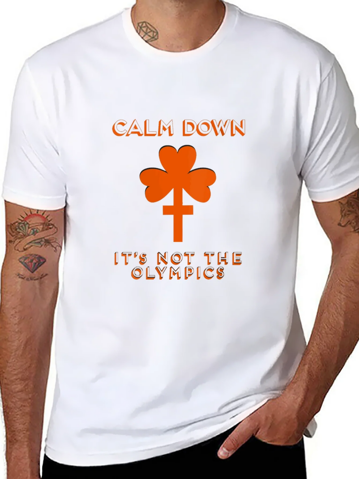Calm Down Shamrock Novelty Graphic T-Shirt product image 10