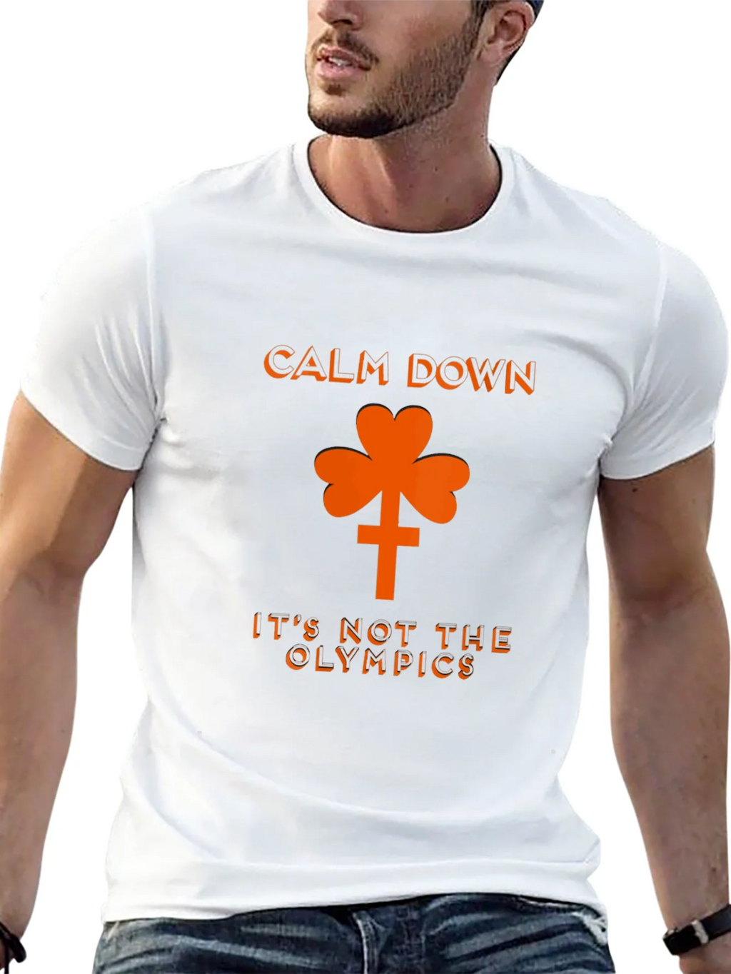 Calm Down Shamrock Novelty Graphic T-Shirt product image 4