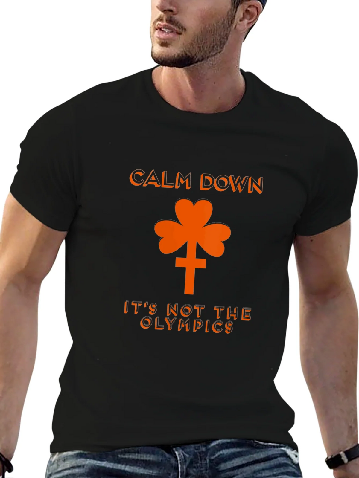 Calm Down Shamrock Novelty Graphic T-Shirt product image 9