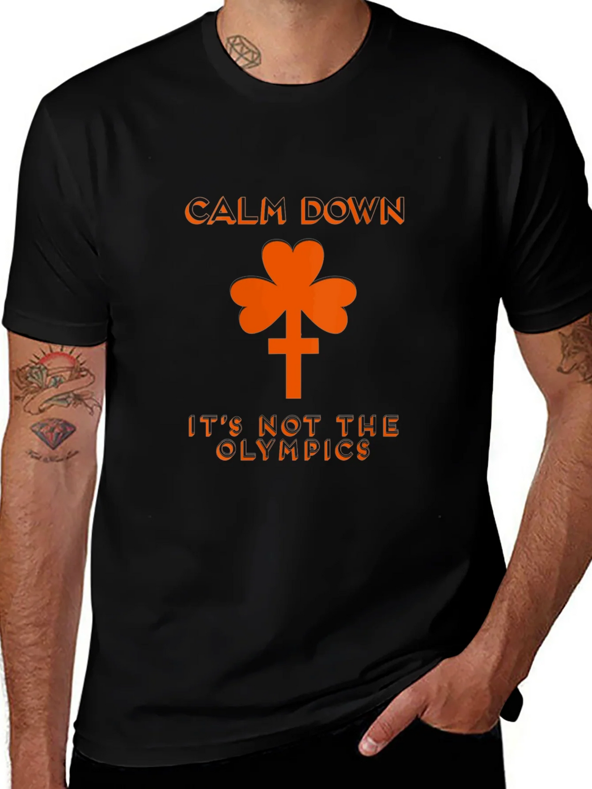 Calm Down Shamrock Novelty Graphic T-Shirt product image 1