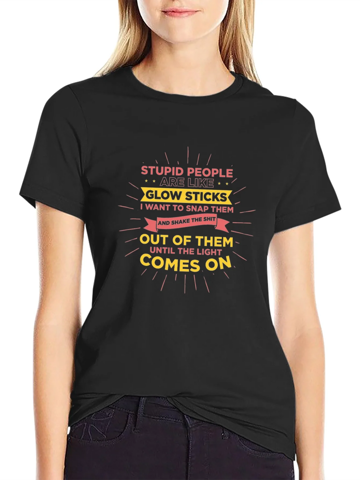 Stupid People Glow Stick Humor T-Shirt product image 5