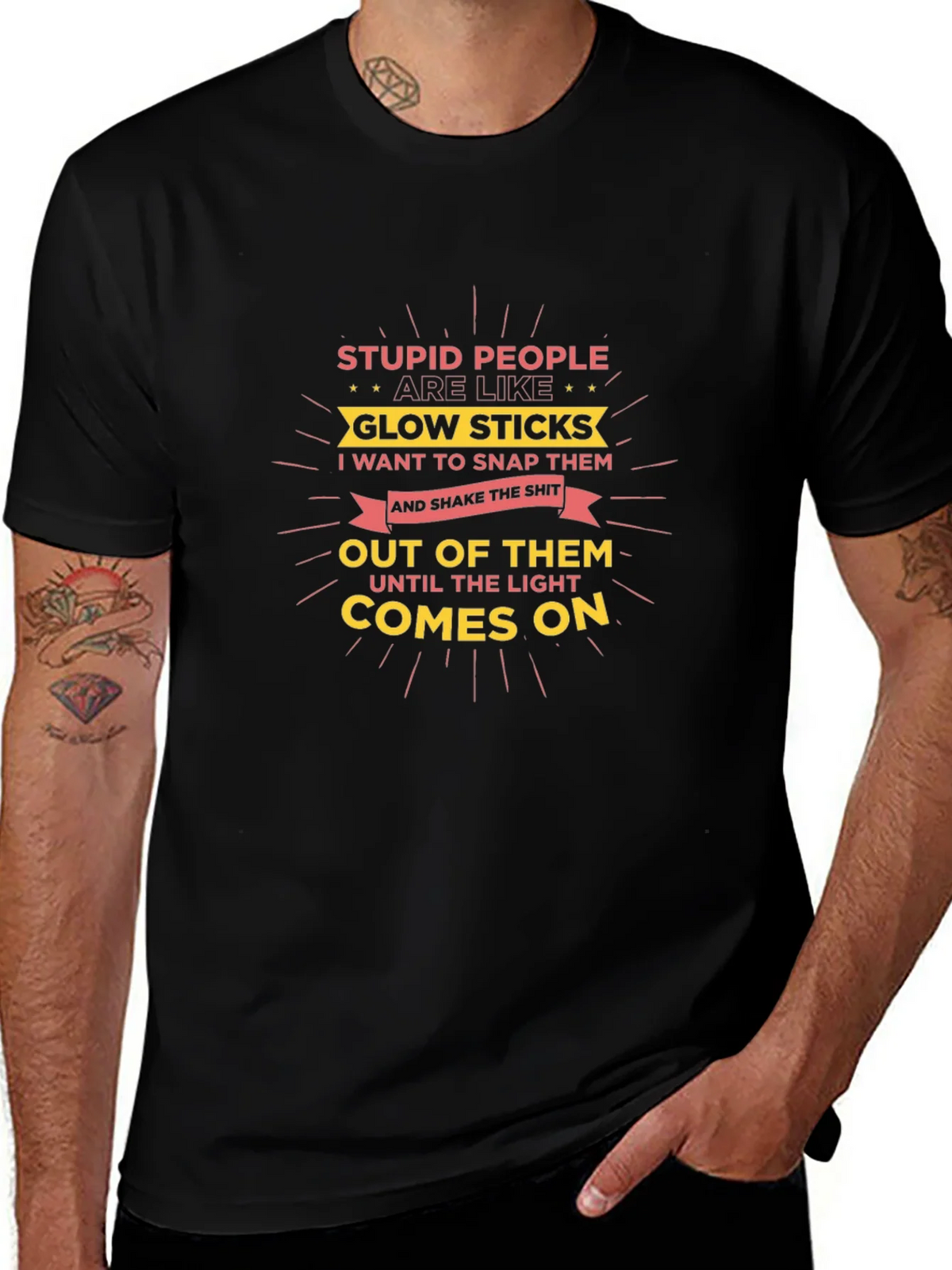 Stupid People Glow Stick Humor T-Shirt product image 1