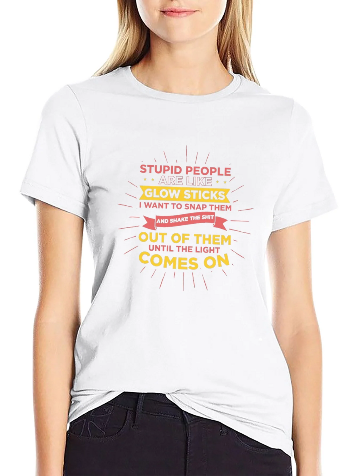 Stupid People Glow Stick Humor T-Shirt product image 11