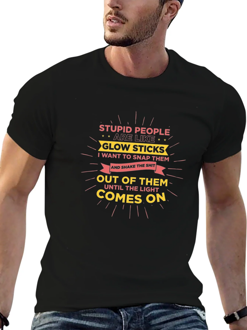 Stupid People Glow Stick Humor T-Shirt product image 9