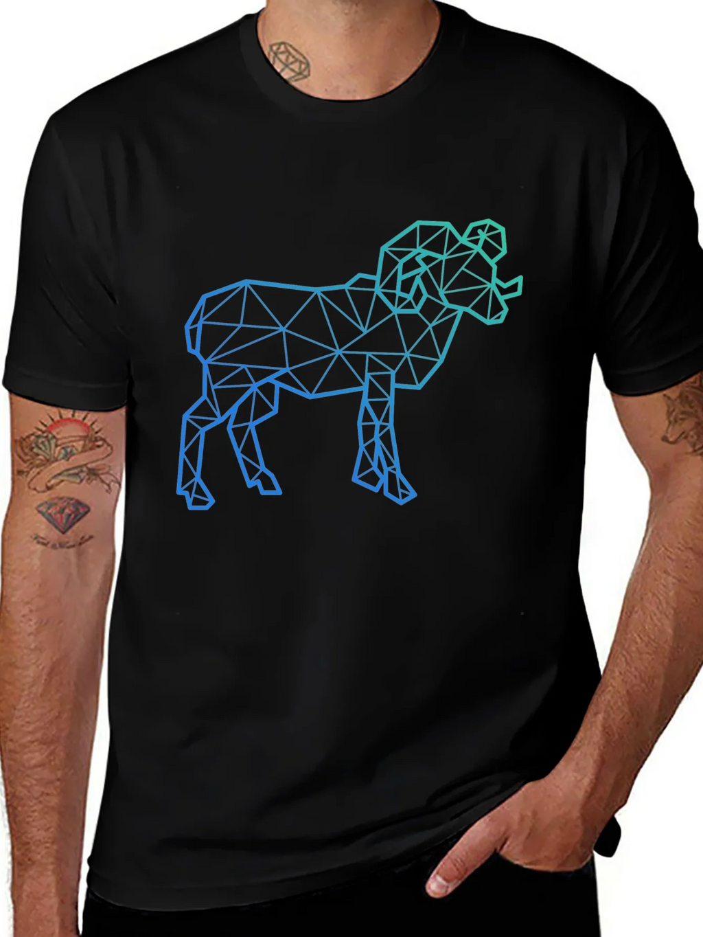 Geometric Ram Graphic Tee - Black product image 1