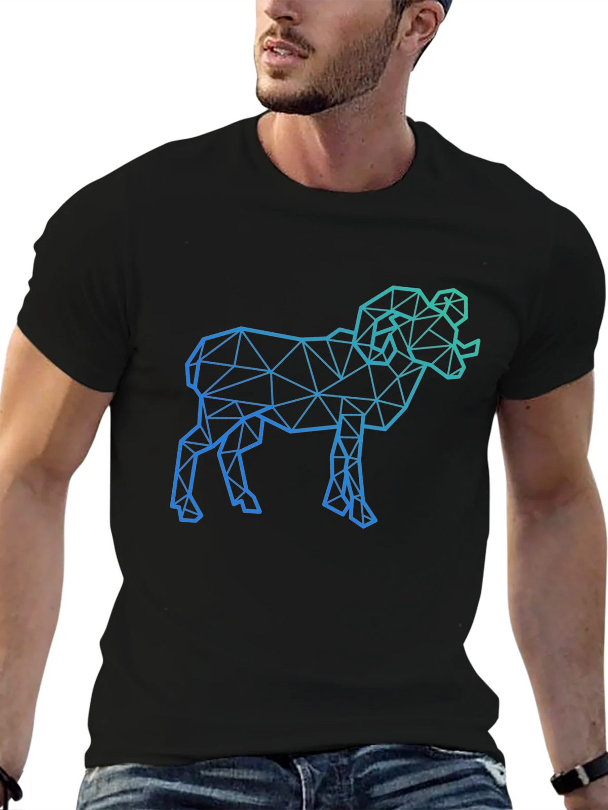 Geometric Ram Graphic Tee - Black product image 9