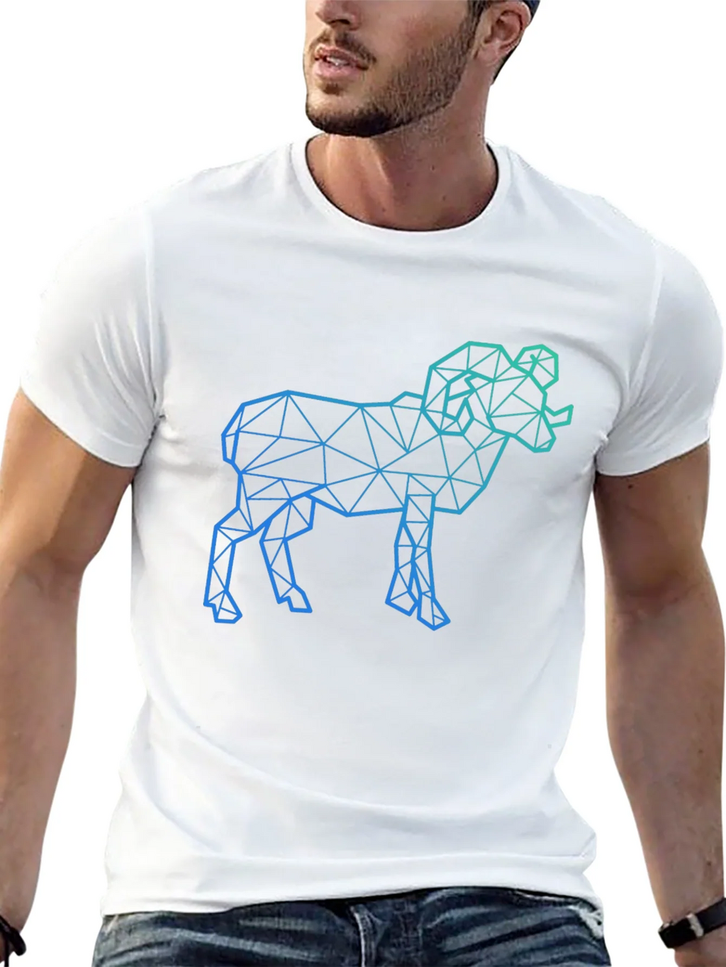 Geometric Ram Graphic Tee - Black product image 4