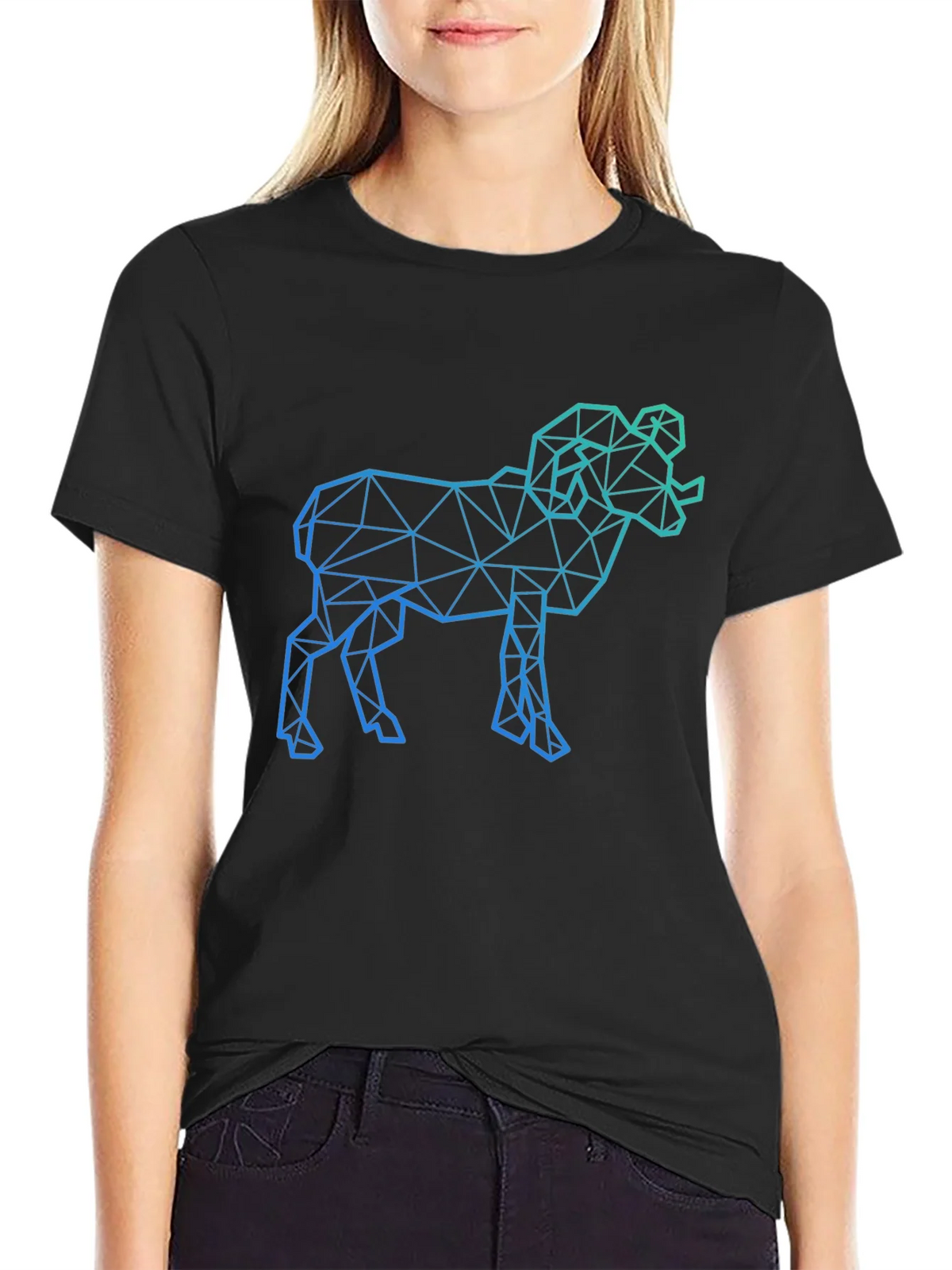 Geometric Ram Graphic Tee - Black product image 5