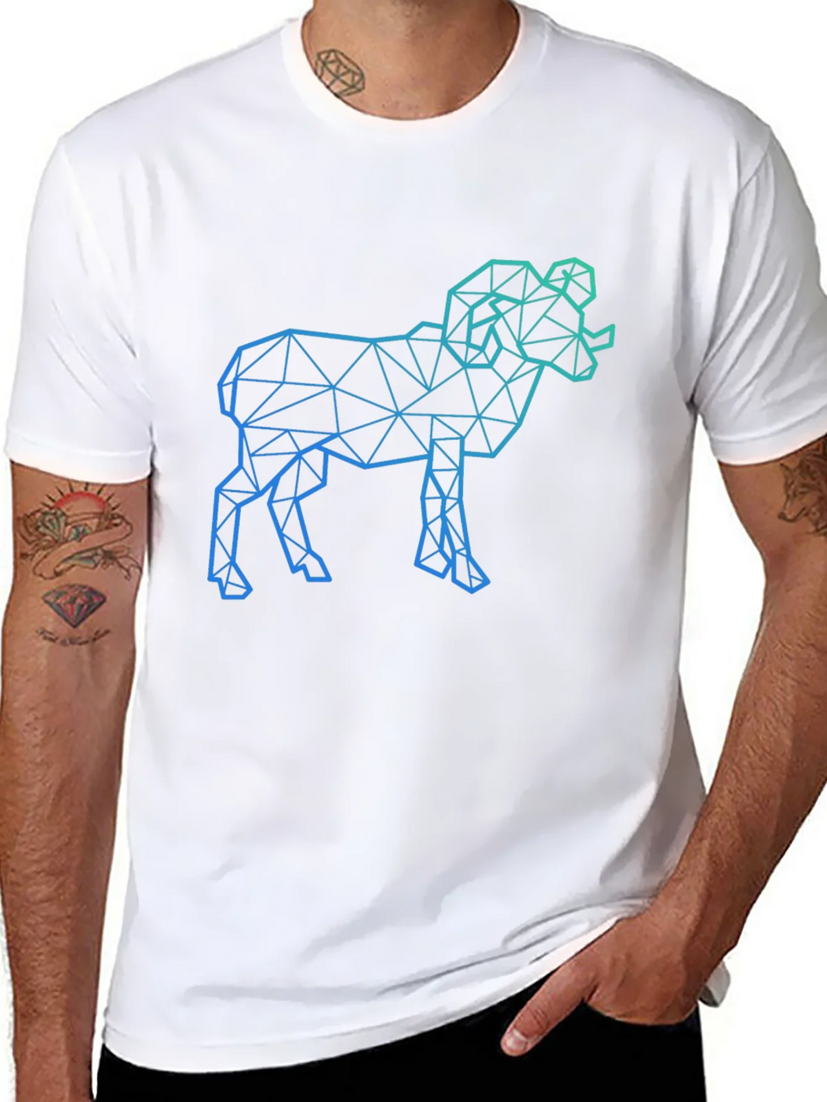 Geometric Ram Graphic Tee - Black product image 10