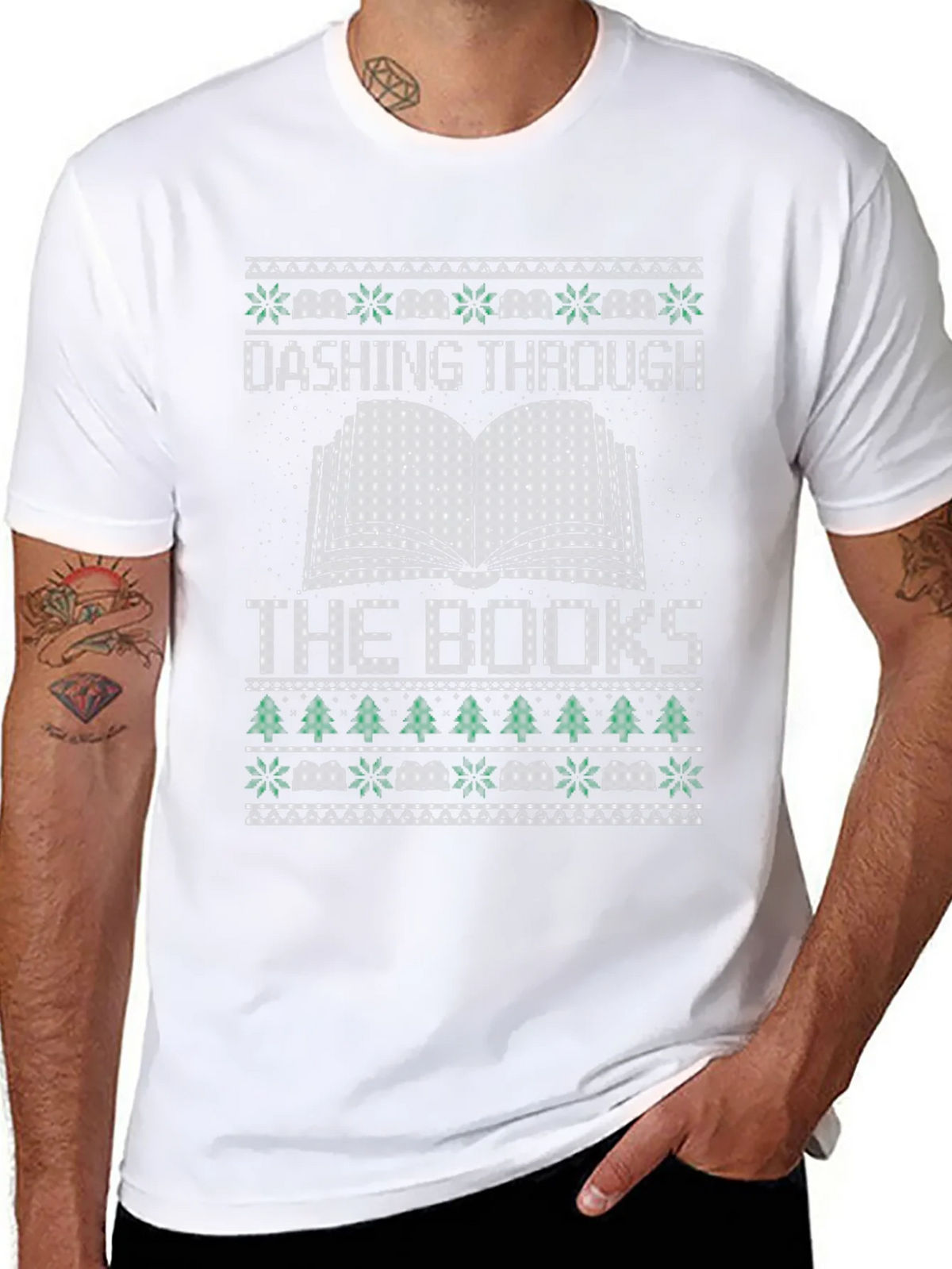 Dashing Through the Books Christmas T-Shirt product image 10