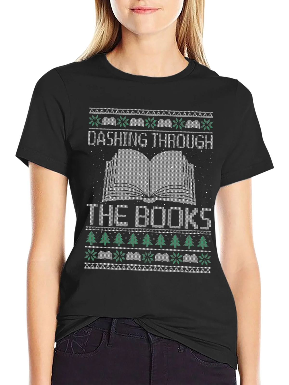 Dashing Through the Books Christmas T-Shirt product image 5