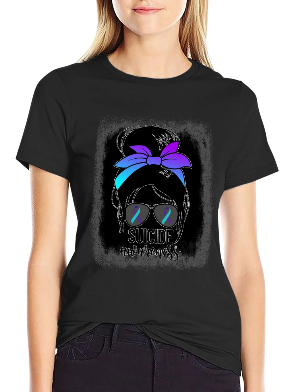 Suicide Awareness Messy Bun Graphic Tee product image 5